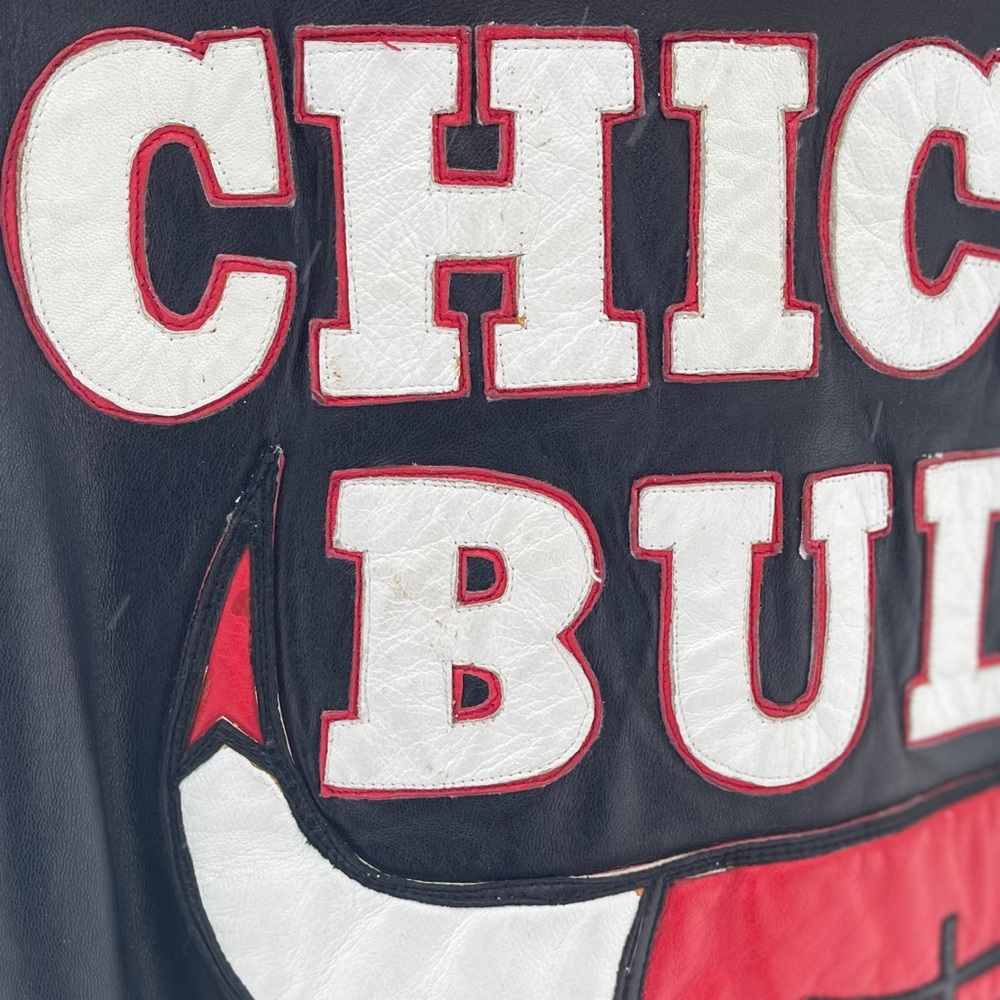❌SOLD❌ Vintage Chicago Bulls NBA Hamilton Reversible Leather Jacket 90s Bomber - Picture 7 of 12